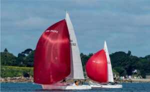 J Boats J-92 racing sailboat - red sail