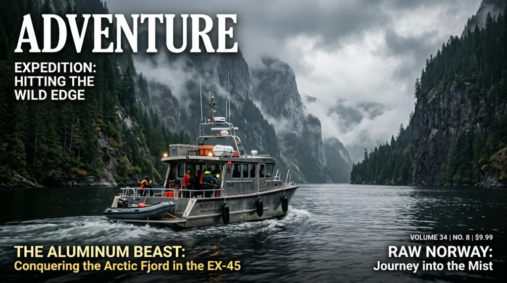 For this article, select a creative concept directly related to the topic, and create visuals with cinematic quality and the aesthetic of an editorial magazine cover, ensuring each composition is unique and distinct. The visuals must be in landscape format, with a 16:9 aspect ratio, and feature a wide, horizontal composition—vertical or square formats are strictly prohibited. Wide landscape format only, no portrait, no square.“Choosing Your Thrill: What Hull Fits Your Adventure?”